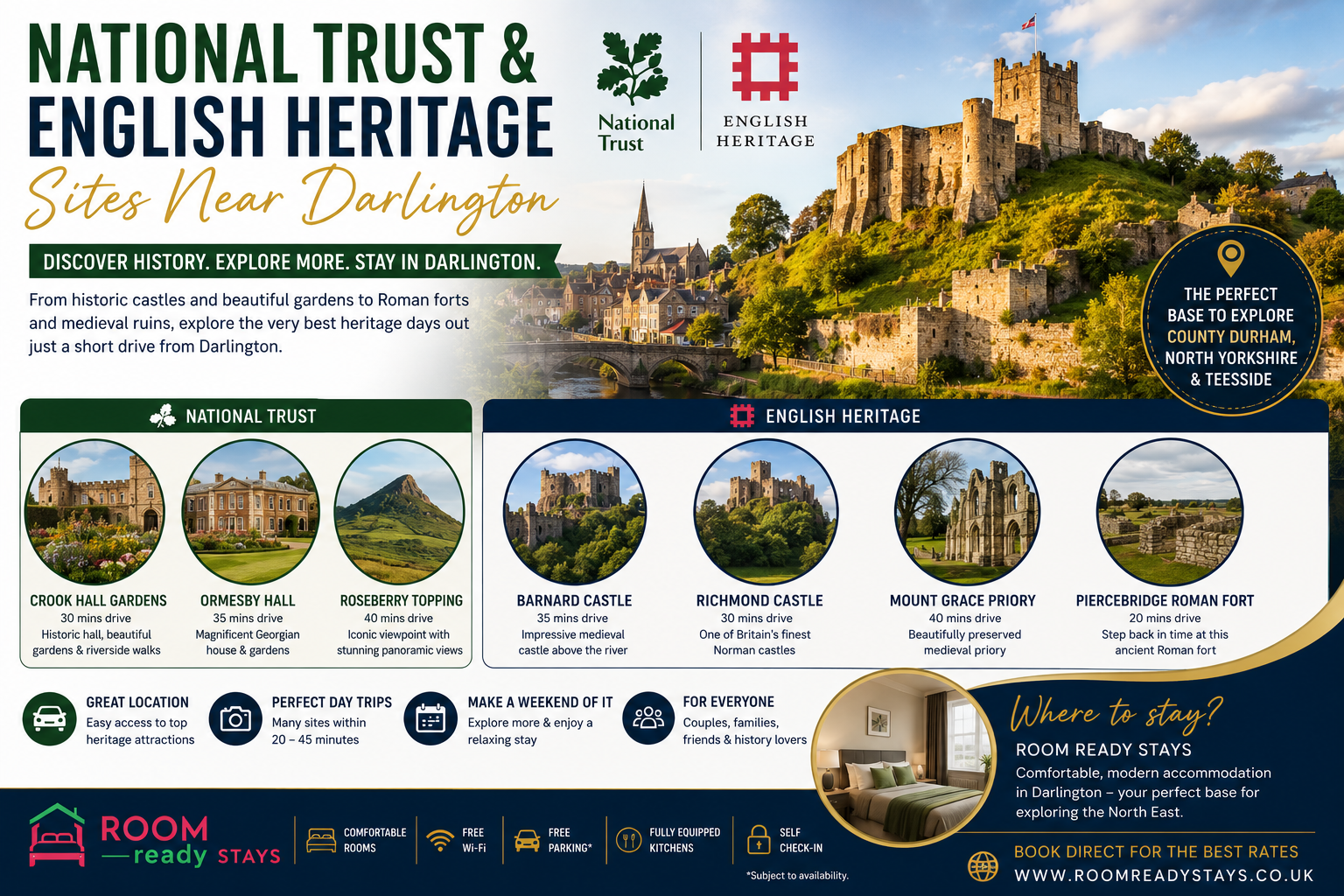 National trust english heritage near Darlington