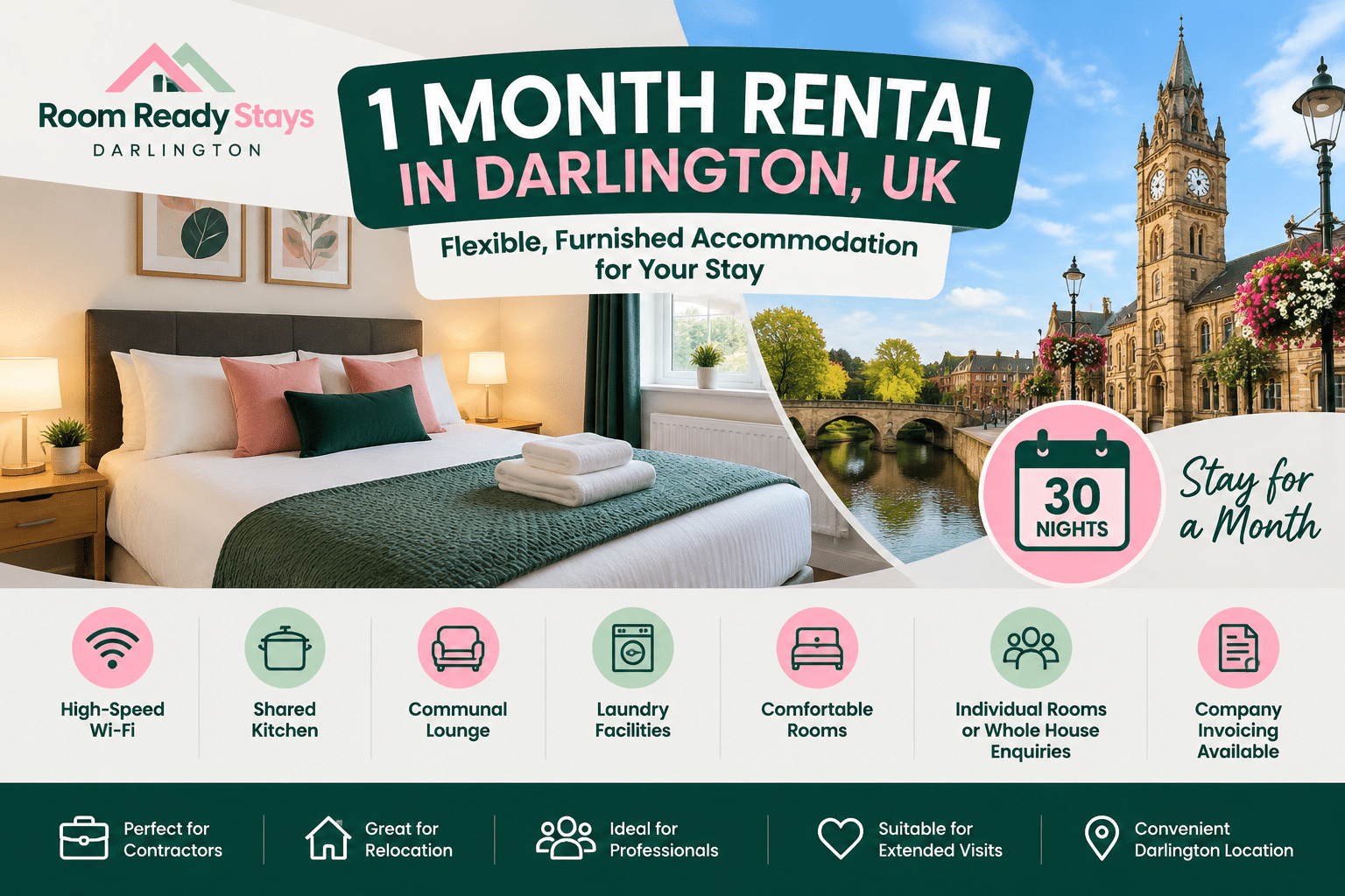 Room Ready Stays in Darlington 1 month